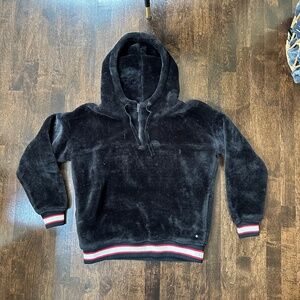 UGG Kailani Black Velvet Quarter Zip Hoodie, XS